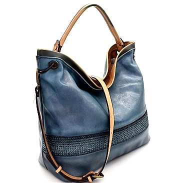US0006-LP Quality Woven Detail Brush Painted 2-Way Hobo