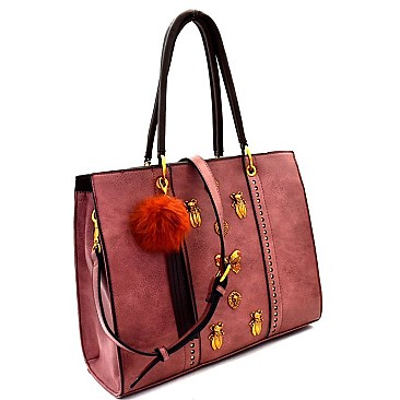 Antique-Gold Charm Accent Structured Tote MH-US0009