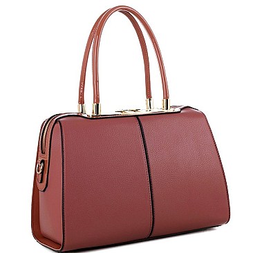 Elegant Hardware Accent Patent Detail 2-Way Satchel MH-US3280