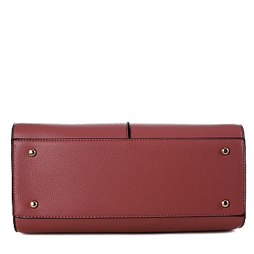 Elegant Hardware Accent Patent Detail 2-Way Satchel MH-US3280