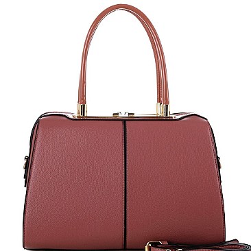 Elegant Hardware Accent Patent Detail 2-Way Satchel MH-US3280