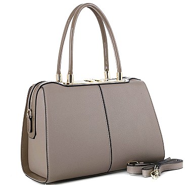 Elegant Hardware Accent Patent Detail 2-Way Satchel MH-US3280