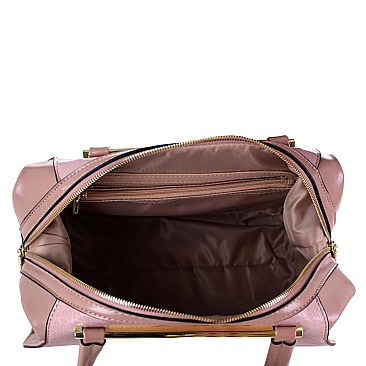 CROCODILE PRINT PATENT SATCHEL