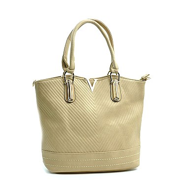 V ACCENT QUILTED SOFT TOUCH TOTE BAG
