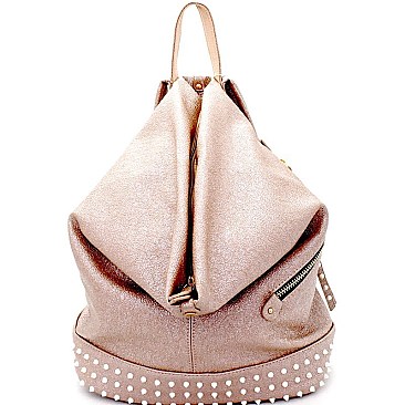 Hologram Stud Accent Metallic Fashion Moto Backpack