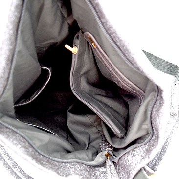 Hologram Stud Accent Metallic Fashion Moto Backpack