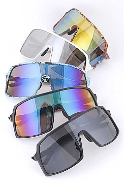 Pack of 12 Mix Color Frame Oversize Curve Sport Sunglasses