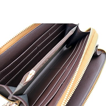 Double Zip-Around Snake Print Wallet