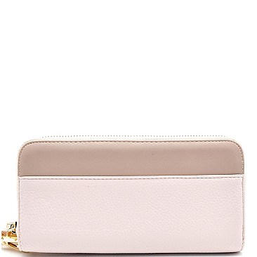 W8005-LP Color Block Single Zip-Around Wristlet Wallet