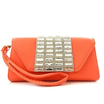 Cubic Rhinestone Wristlet Wallet