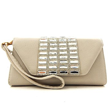 Cubic Rhinestone Wristlet Wallet