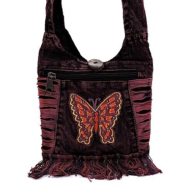 Bohemian Handicrafts Butterfly Cute Crossbody Bucket Bag