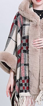 Print Plaid-Checker Warm Winter Shawl Wrap Cape