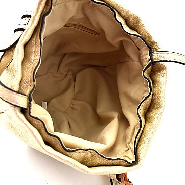 WE0023-LP Textured Metallic Touch Drawstring Bucket Bag