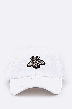DISTRESSED BEE EMBELLISHED VELOUR CAP