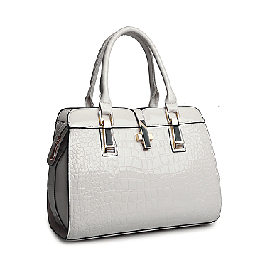 CROCODILE PRINT PATENT MAGNETIC CLOSUR SATCHEL