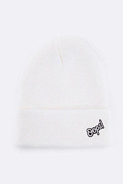 Trendy OOPS Patch Cuff Rib Beanie LA-MKH35130