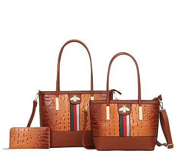 Crocodile Tote Bags with Wallet Value Set