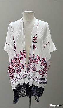 Fashionable Embriidery &  Fringed Kimono 