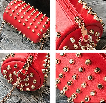 Mini Studded Spiked Bucket Cross-body Bag