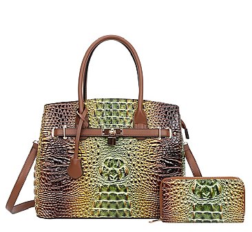 2 IN 1 Crocodile Tie-dyed Satchel + Wallet