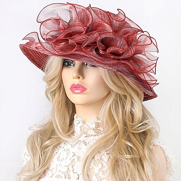 CLASSIC DRESSY PAPER SUMMER HAT WITH RUFFLES