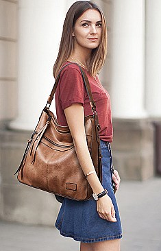 Front Zippered Pocket Shoulder / Hobo Bag