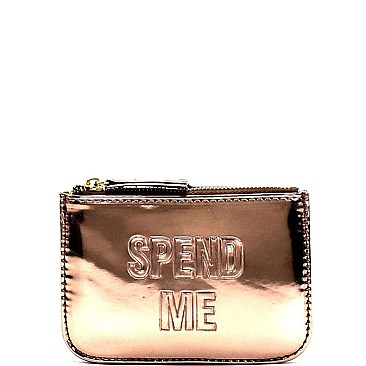 WLS45782-LP MMS 'SPEND ME' Metallic Coin Purse Card Holder