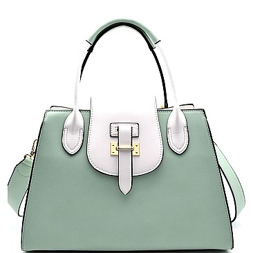 WS1112-LP Hardware Accent Two-Tone Flap Satchel
