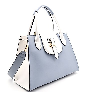 WS1112-LP Hardware Accent Two-Tone Flap Satchel