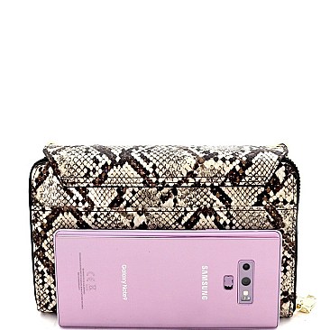 VERSATILE SNAKE PRINT CROSS BODY WALLET & CELLPHONE HOLDER