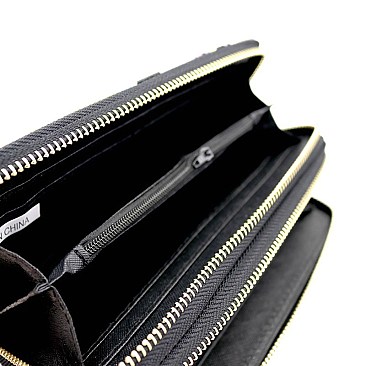 Fashionable Flower Print Double Zip-Around Wallet MH-WT302