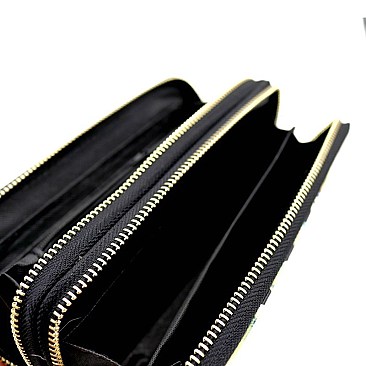 Fashionable Flower Print Double Zip-Around Wallet MH-WT302