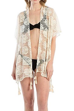 TASSEL ROSE KIMONO CARDIGAN