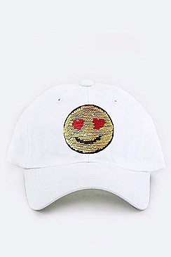 Sequined Emoji Patch Denim Cap LA-EMH0959N