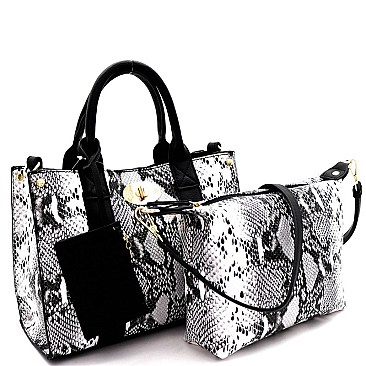 TURN-LOCK SNAKE PRINT 2 IN 1 SATCHEL
