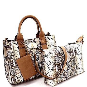 TURN-LOCK SNAKE PRINT 2 IN 1 SATCHEL