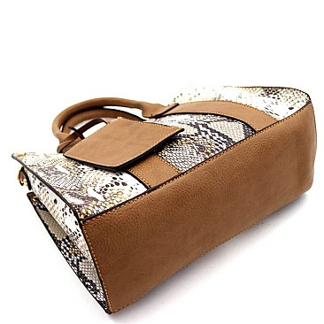 TURN-LOCK SNAKE PRINT 2 IN 1 SATCHEL