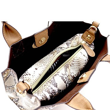 TURN-LOCK SNAKE PRINT 2 IN 1 SATCHEL