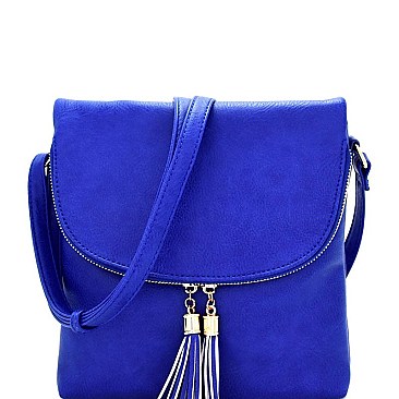 Tassel Accent Multi-Pocket Round Flap Cross Body WU076-LP