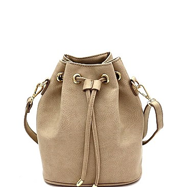 TWO WAY DRAWSTRING BUCKET SATCHEL SHOULDER BAG