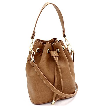 TWO WAY DRAWSTRING BUCKET SATCHEL SHOULDER BAG