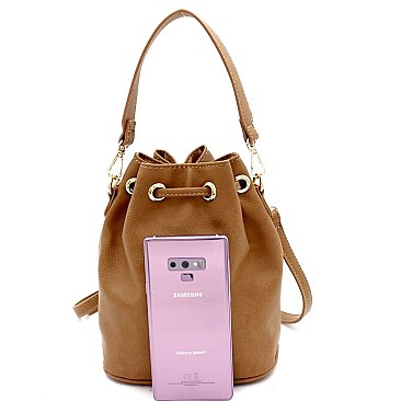 TWO WAY DRAWSTRING BUCKET SATCHEL SHOULDER BAG