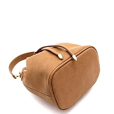 TWO WAY DRAWSTRING BUCKET SATCHEL SHOULDER BAG