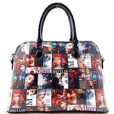 Fashion Magazine Print Large Satchel