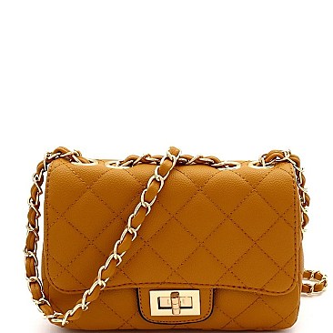 Fab Quilted Turn-Lock Chain Shoulder Bag MH-XB19462