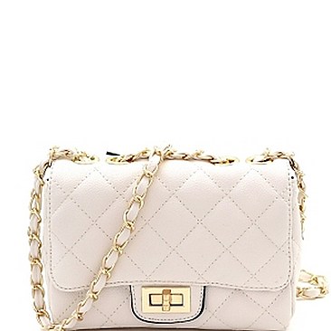 Fab Quilted Turn-Lock Chain Shoulder Bag MH-XB19462