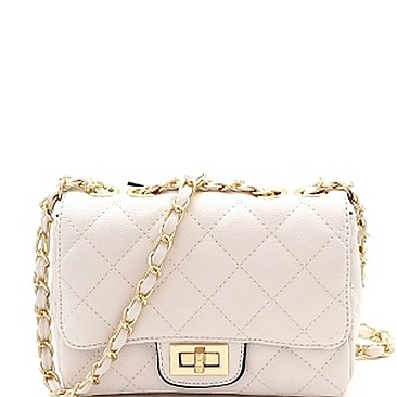 Fab Quilted Turn-Lock Chain Shoulder Bag MH-XB19462