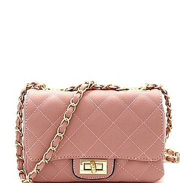 Fab Quilted Turn-Lock Chain Shoulder Bag MH-XB19462