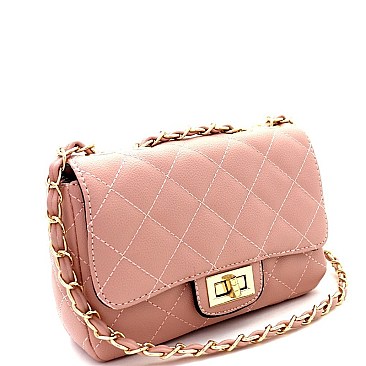 Fab Quilted Turn-Lock Chain Shoulder Bag MH-XB19462